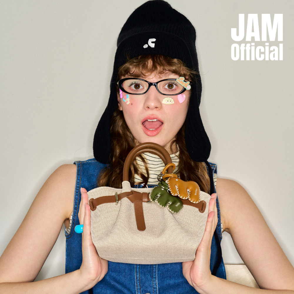 JAM | MUVA - Sweet Tart - กระเป๋าถือขนาดมินิ หนังวัว/แคนวาส ทรงตะกร้าเล็ก ปรับเป็นครอสบอดี้ได้