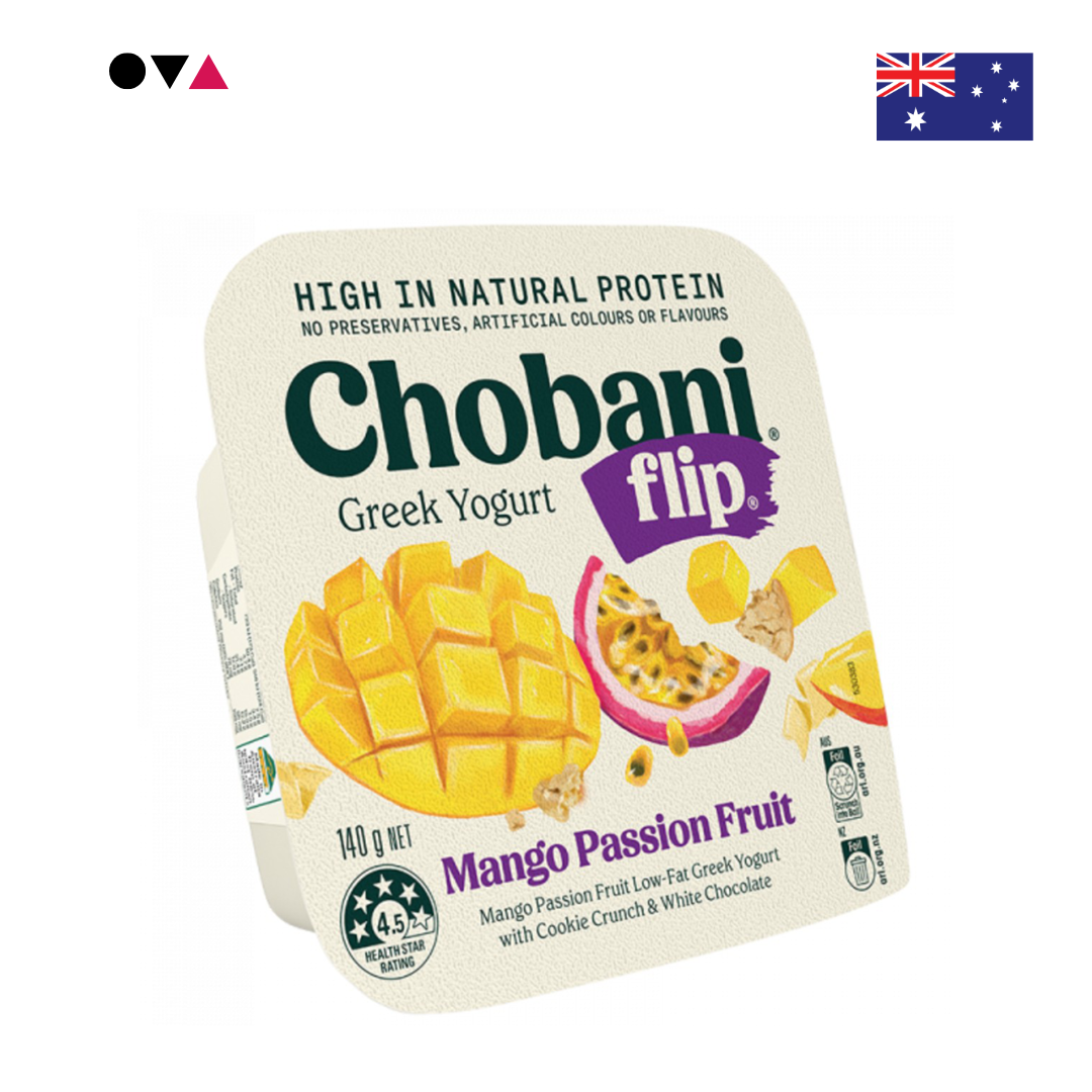 Chobani Flip Greek Yogurt Mango Passion Fruit 140g กรีก โยเกิร์ต รสมะม่วง เสาวรส จากออสเตรเลีย