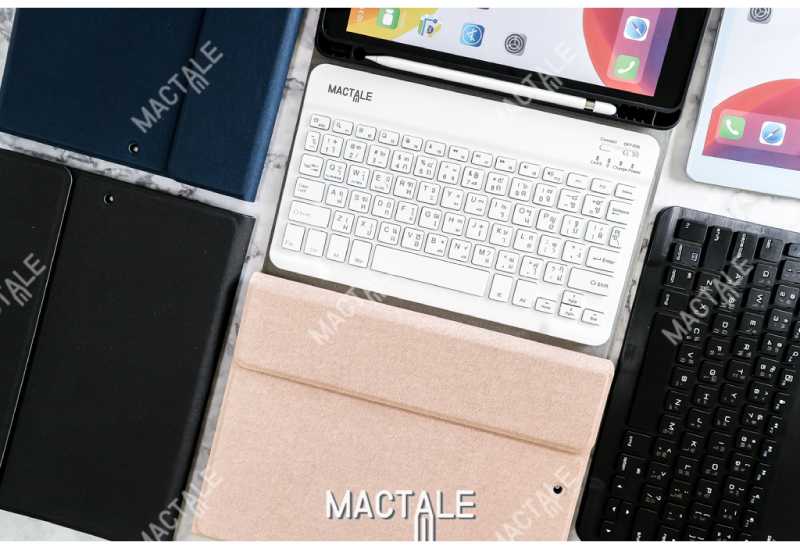 [Fabric Set] SALE! Case iPad with Keyboard เคสคีย์บอร์ดลายผ้า และคีย์บอร์ดสีขาวปุ่มเหลี่ยม