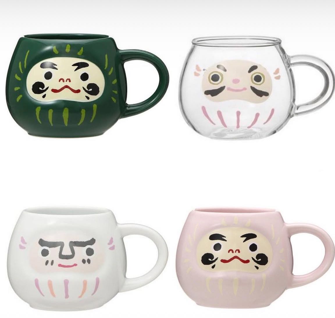 Japan Starbucks Daruma Glass Mug 355ml