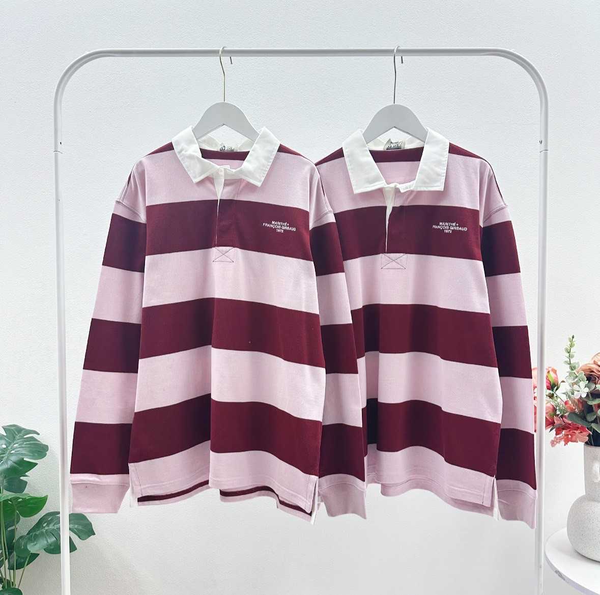 พร้อมส่ง  Marithe Stripe Rugby Long sleeve
