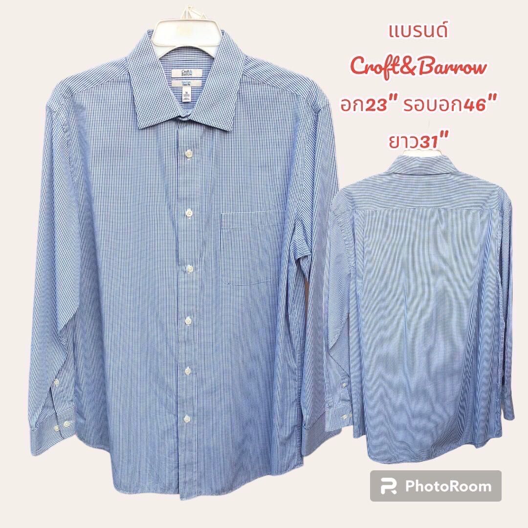เสื้อเชิ้ตลายสก็อตแขนยาว แบรนด์ห้างงานนอกมือ2เกรดA สินค้าพร้อมจัดส่ง