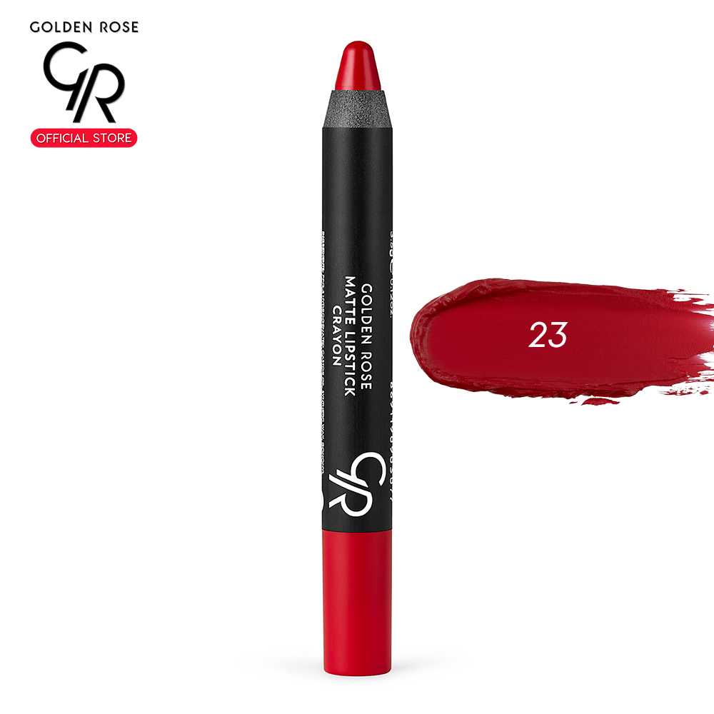 Golden Rose โกลเด้น โรส แมท เครยอน ลิปสติก ลิปดินสอ Matte Lipstick Crayon 3.5g เบอร์ 23