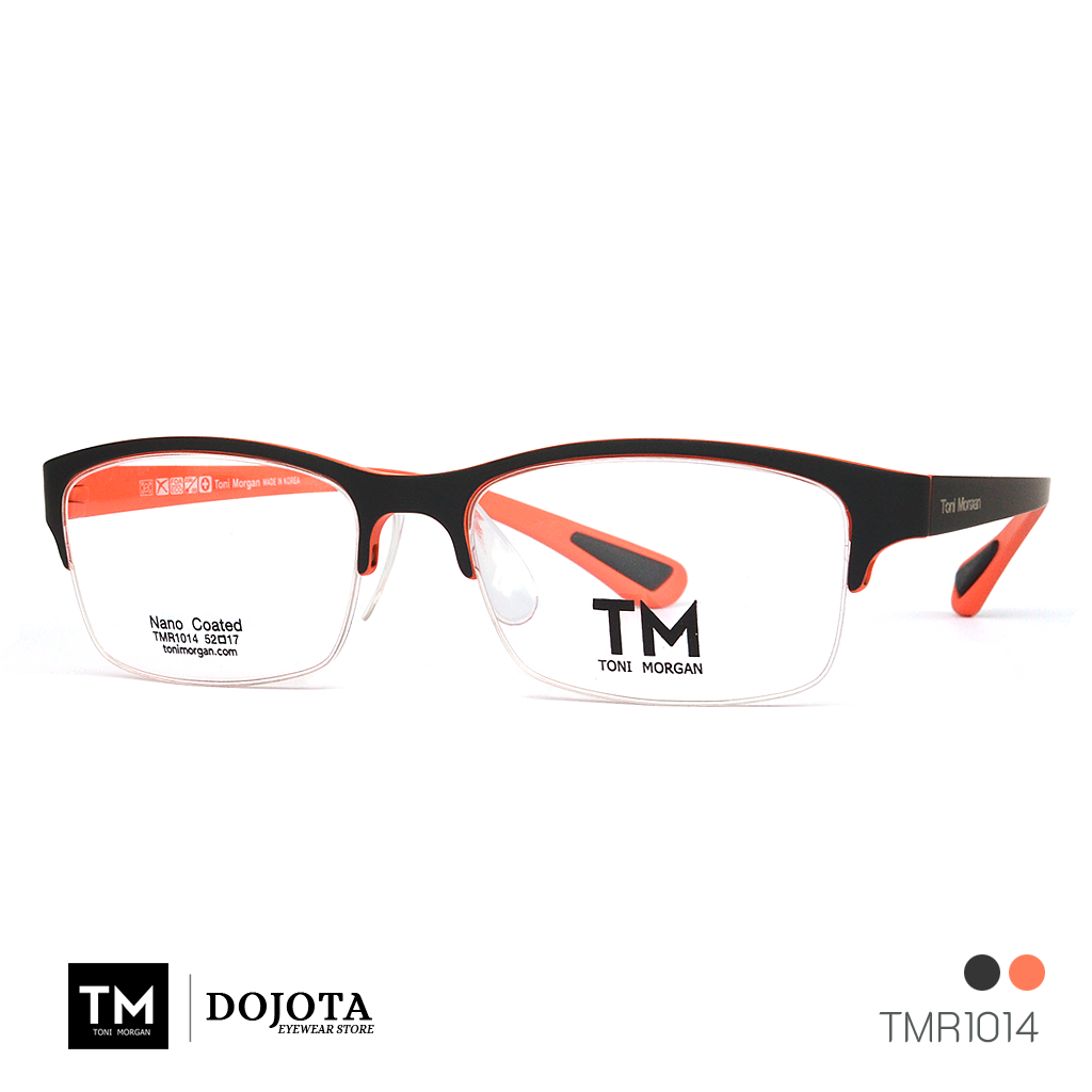 กรอบแว่นครึ่งเฟรม Toni Morgan รุ่น TMR1014 (สีดำ/ส้ม) น้ำหนักเบา ยืดหยุ่นได้