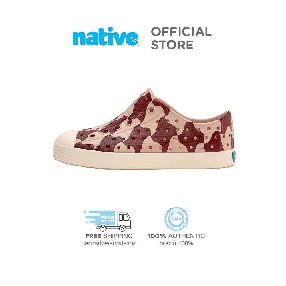 Native รองเท้ากันน้ำเด็กเล็ก EVA รุ่น Jefferson Print Chameleon Pink / Bone White / Tart Red Square