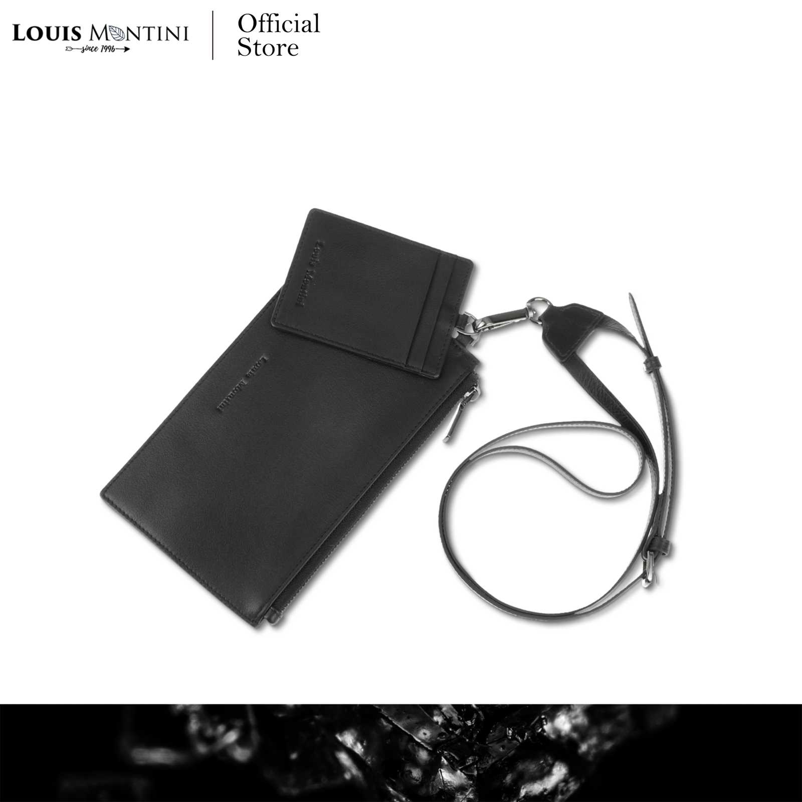 Louis Montini (ONYX) กระเป๋าคล้องคอหนังวัวแท้ หนังนิ่มนัปป้า กระเป๋าใส่บัตร ONX09