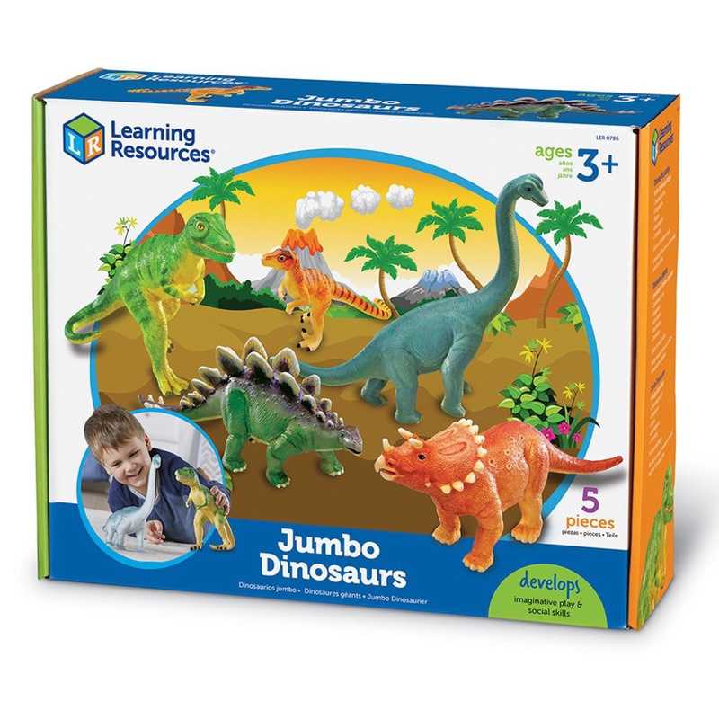 Learning Resources, Jumbo Dinosaurs ชุดไดโนเสาร์ขนาดจัมโบ้ 5 ชิ้น ของเล่นเด็ก 3 ปี+
