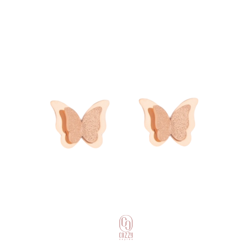 Earring Big Small Sand Butterfly ต่างหูผีเสื้อปีกเล็กพ่นทราย