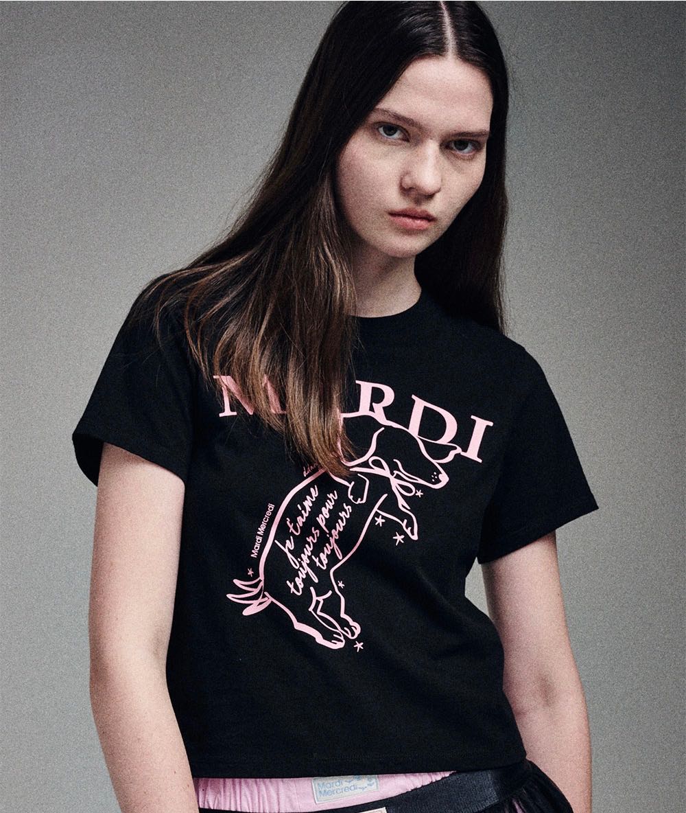 SLIM TSHIRT SWING THE TAIL DDANJI_BLACK PINK
