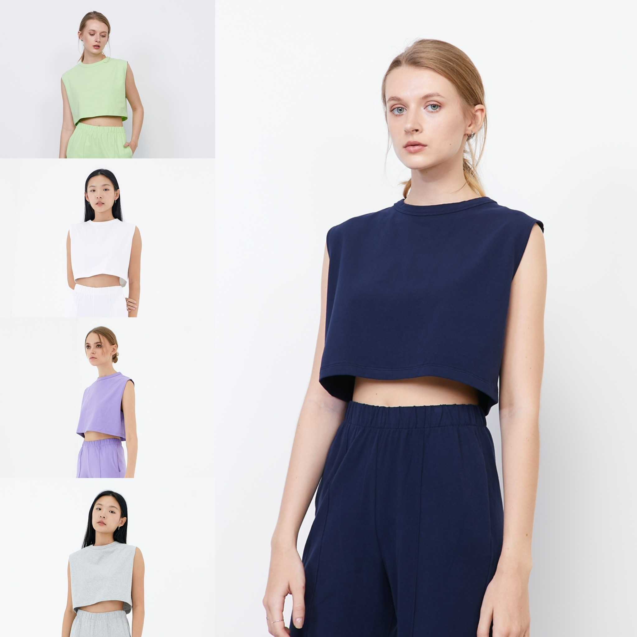 picht East Muscle crop top เสื้อครอปแขนกุด ผ้าพรีเมี่ยมคอตตอนนุ่ม (LuxeLounge Collection)