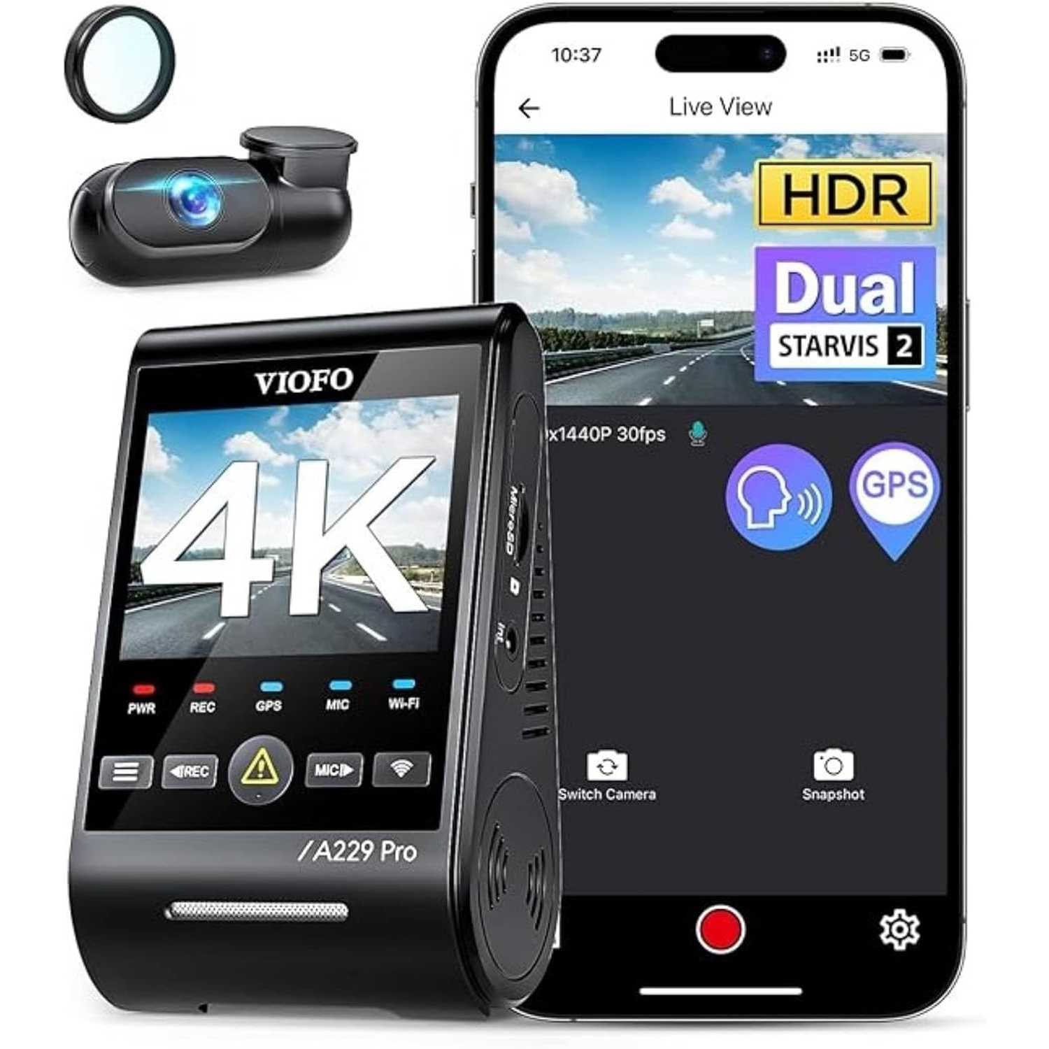 VIOFO A229 PRO 2CH กล้องติดรถหน้าหลัง SONY STARVIS2 4K + 2K WIFI GPS