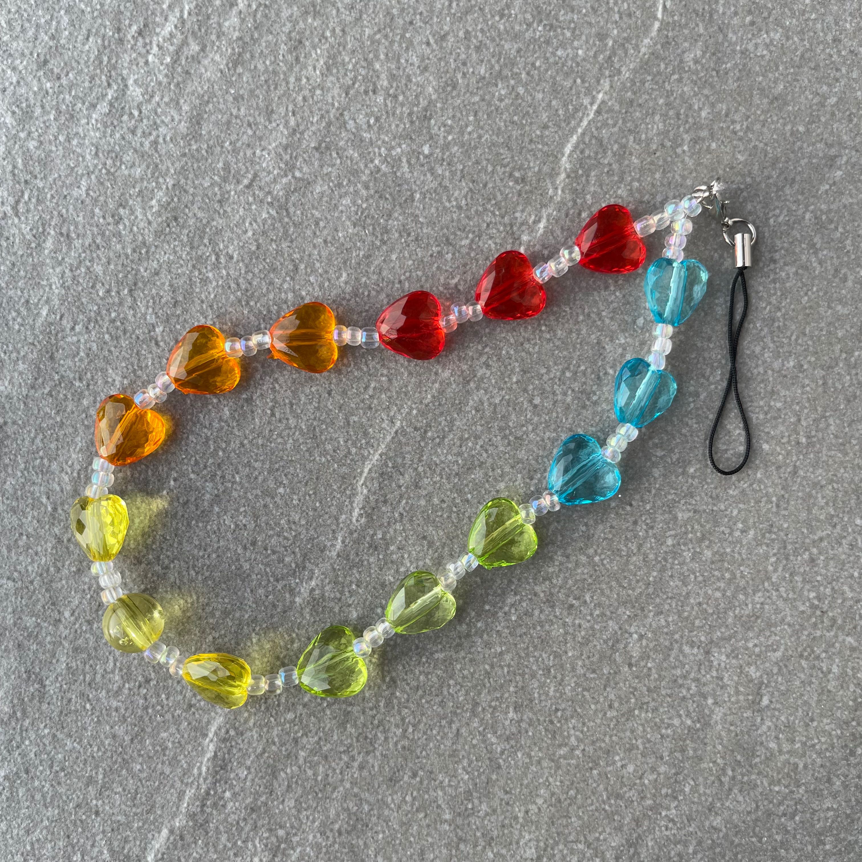 ☻︎ พร้อมส่ง ☻︎ (Ready to ship!) Rainbow Heart ❤️🧡💛💚💙💜  Phone Strap