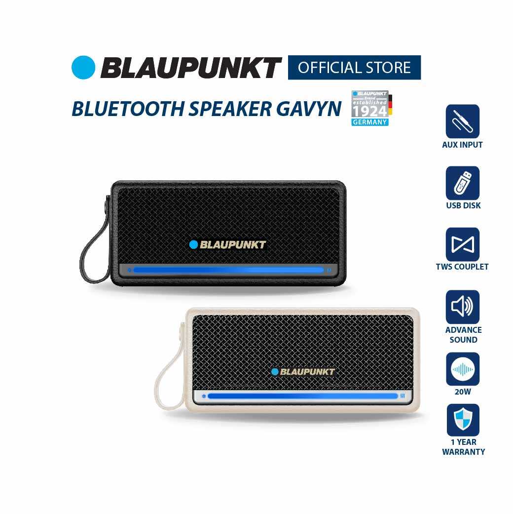 BLAUPUNKT ลำโพงบลูทูธพกพา 20 วัตต์  BLUETOOTH SPEAKER รุ่น GAVYN แบตเตอรี่ 2000mAh เวอร์ชั่นระบบ 5.4