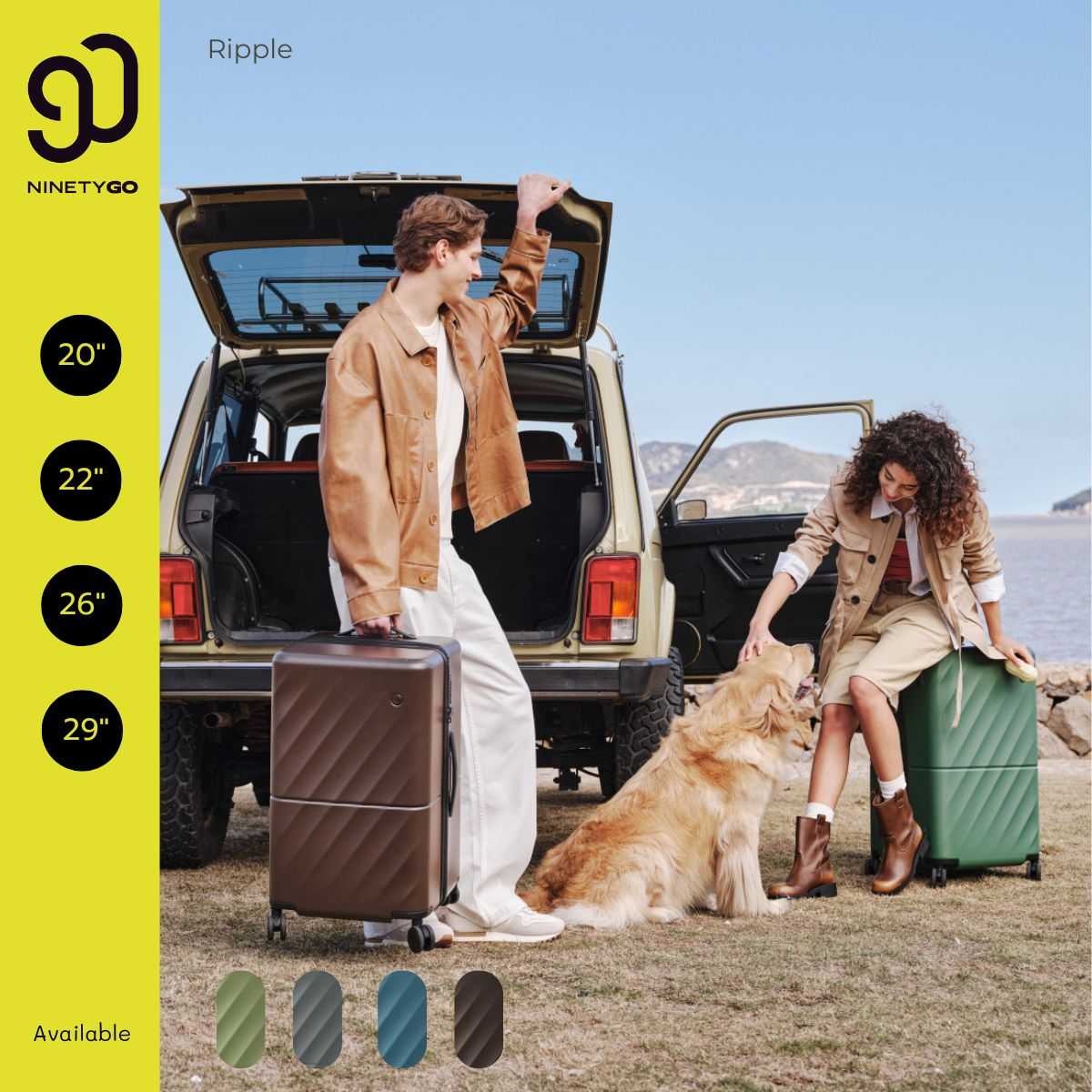 NinetyGo : กระเป๋าเดินทางล้อลาก ทรงทรังค์ รุ่นริปเพิล (Ripple 90L03)