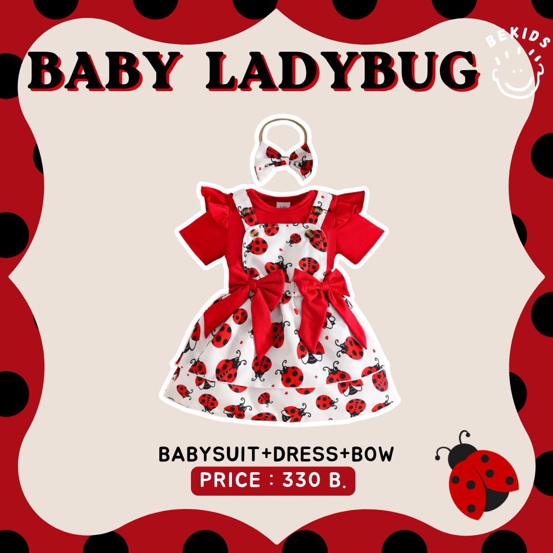 Babysuit+Dress+Bow Ladybug (2 Bows)
