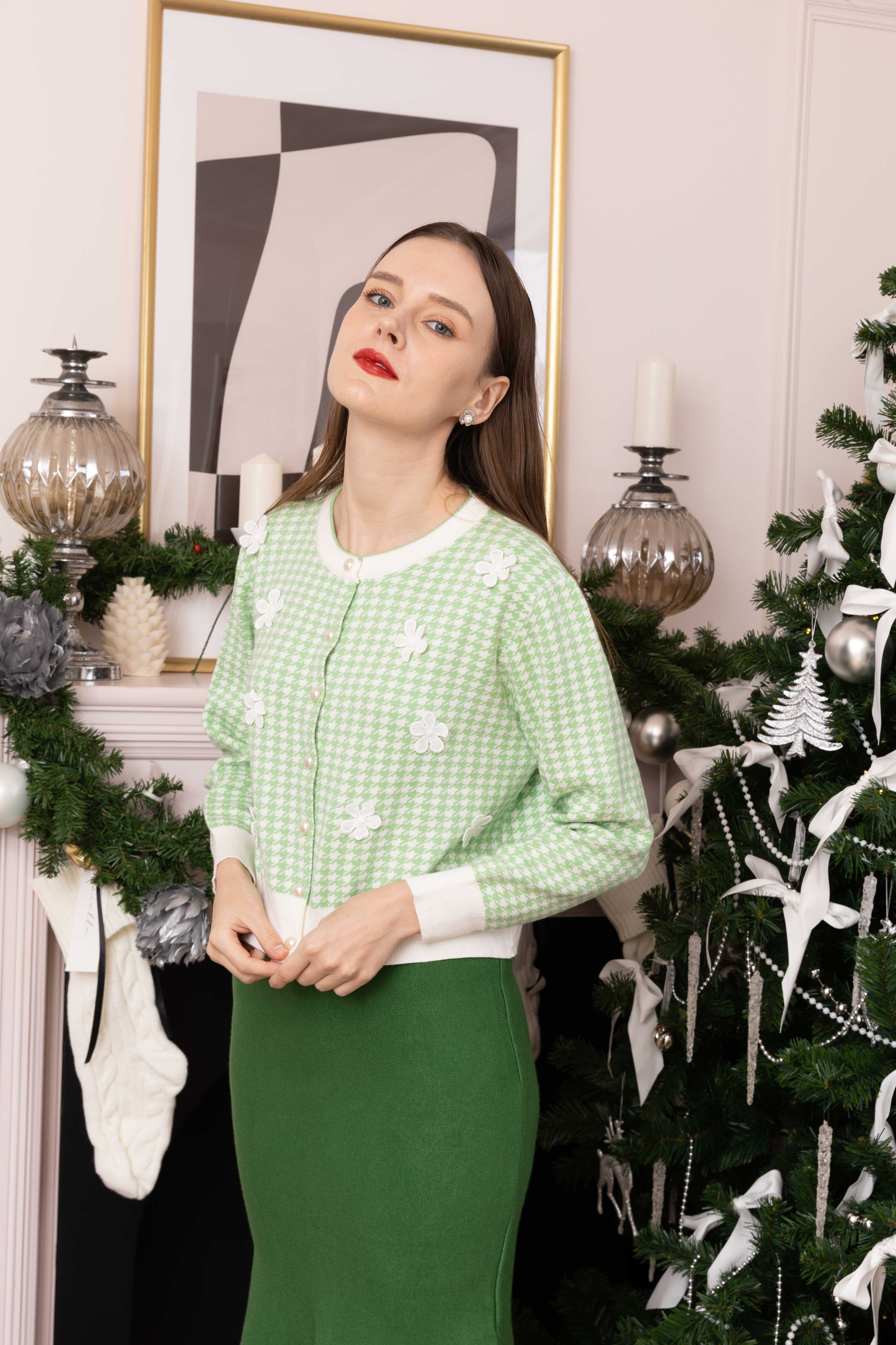 Pastel Green Gingham Cardigan