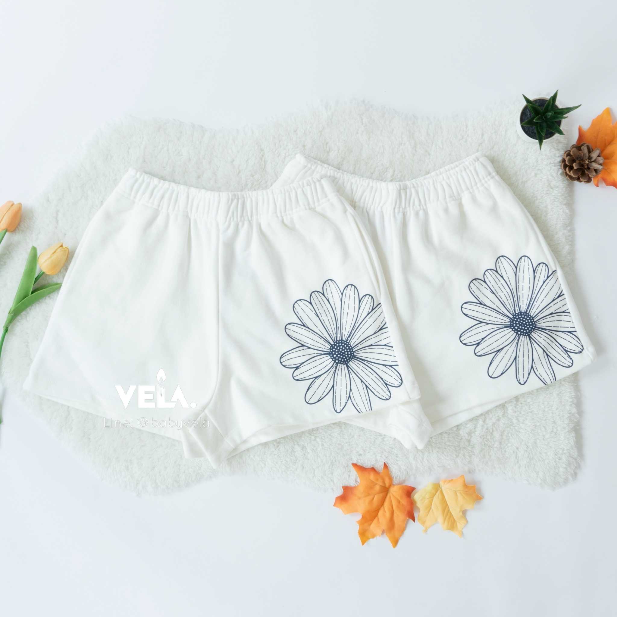 Mardi Sweat Shorts Flower (White Navy)