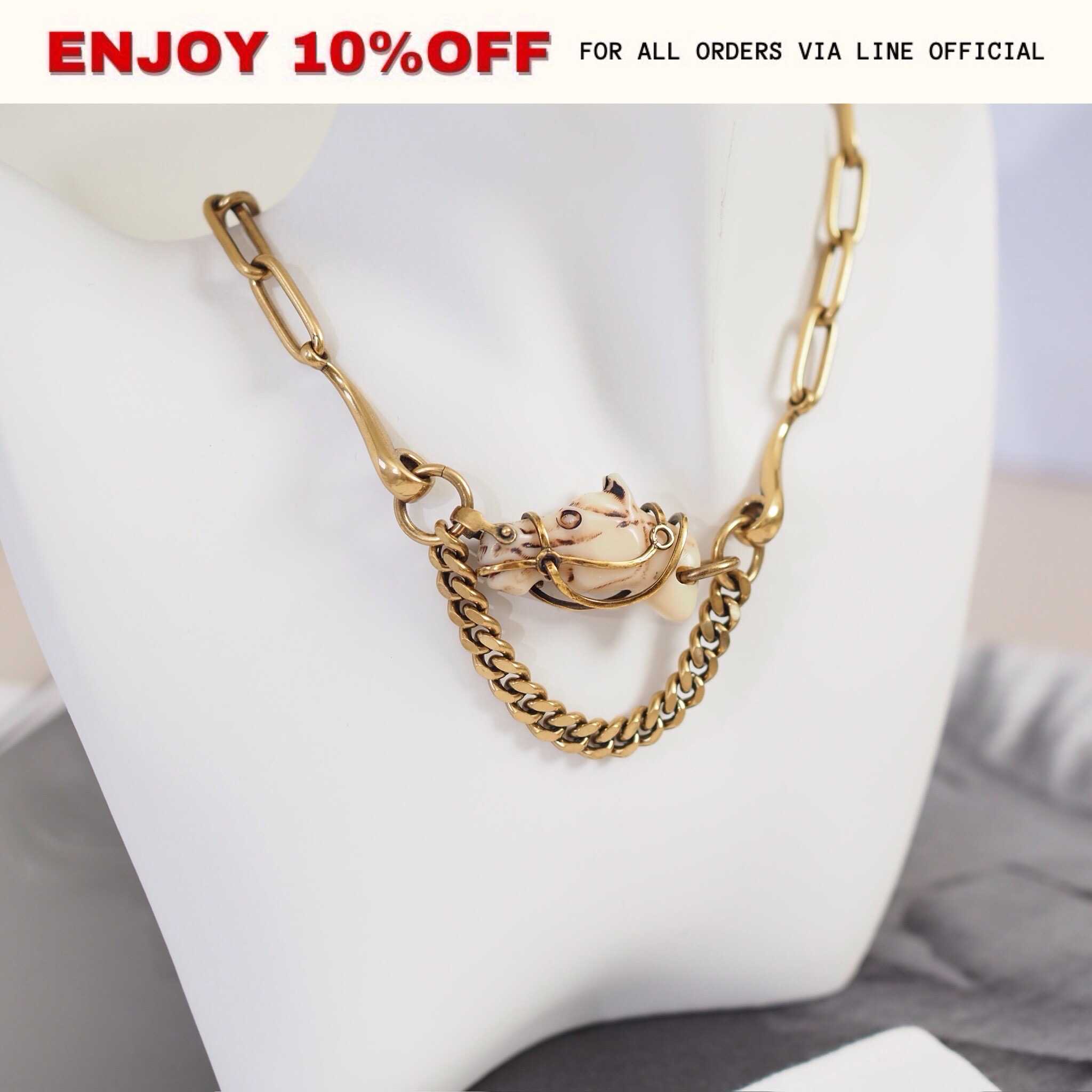 (C)📍LIKE NEW📍DIOR Horse Necklace GHW | ACC