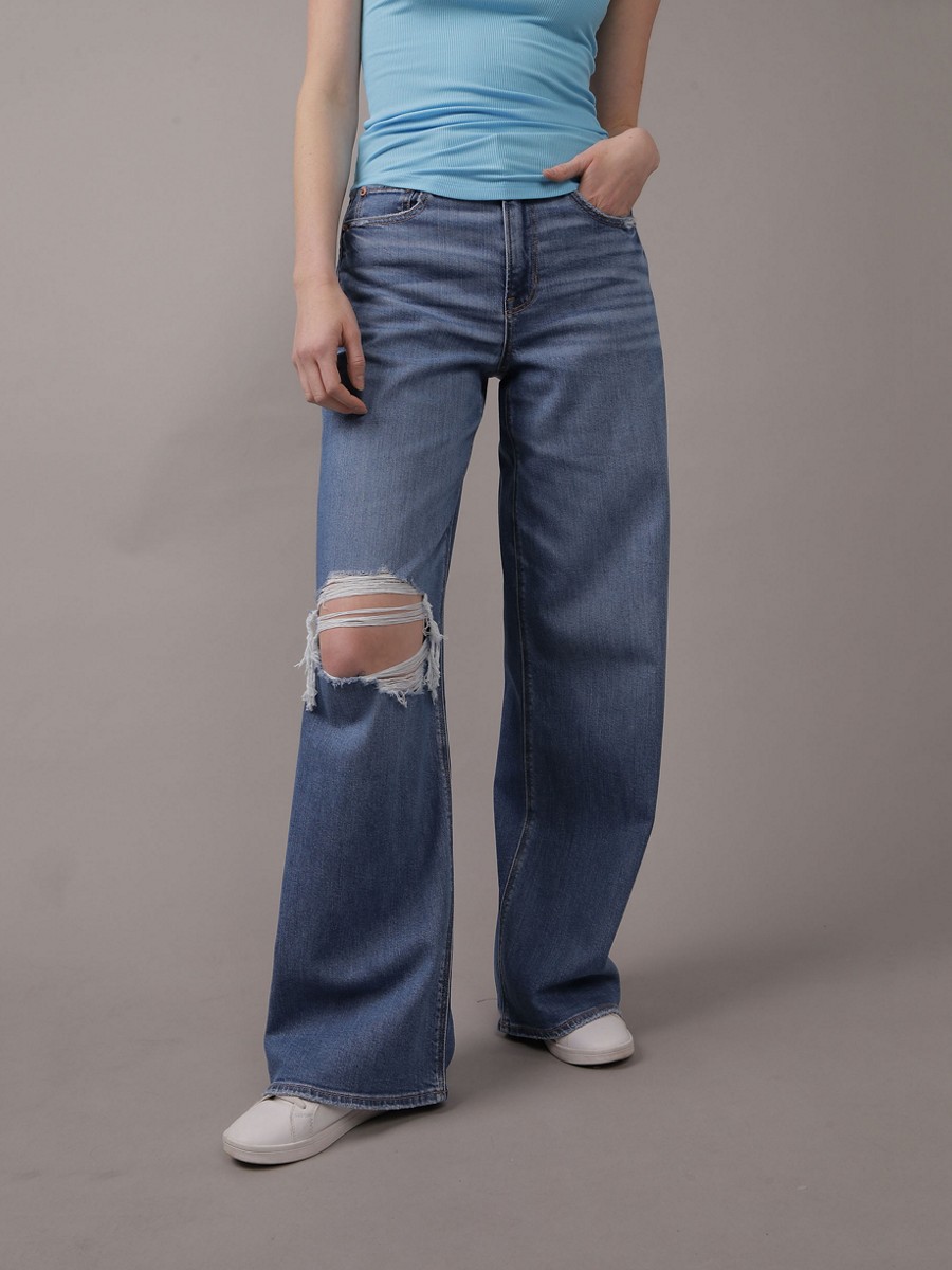กางเกงยีนส์ ผู้หญิง SUPER HIGH-RISE BAGGY WIDE LEG JEANS ( 043-4945-851 )