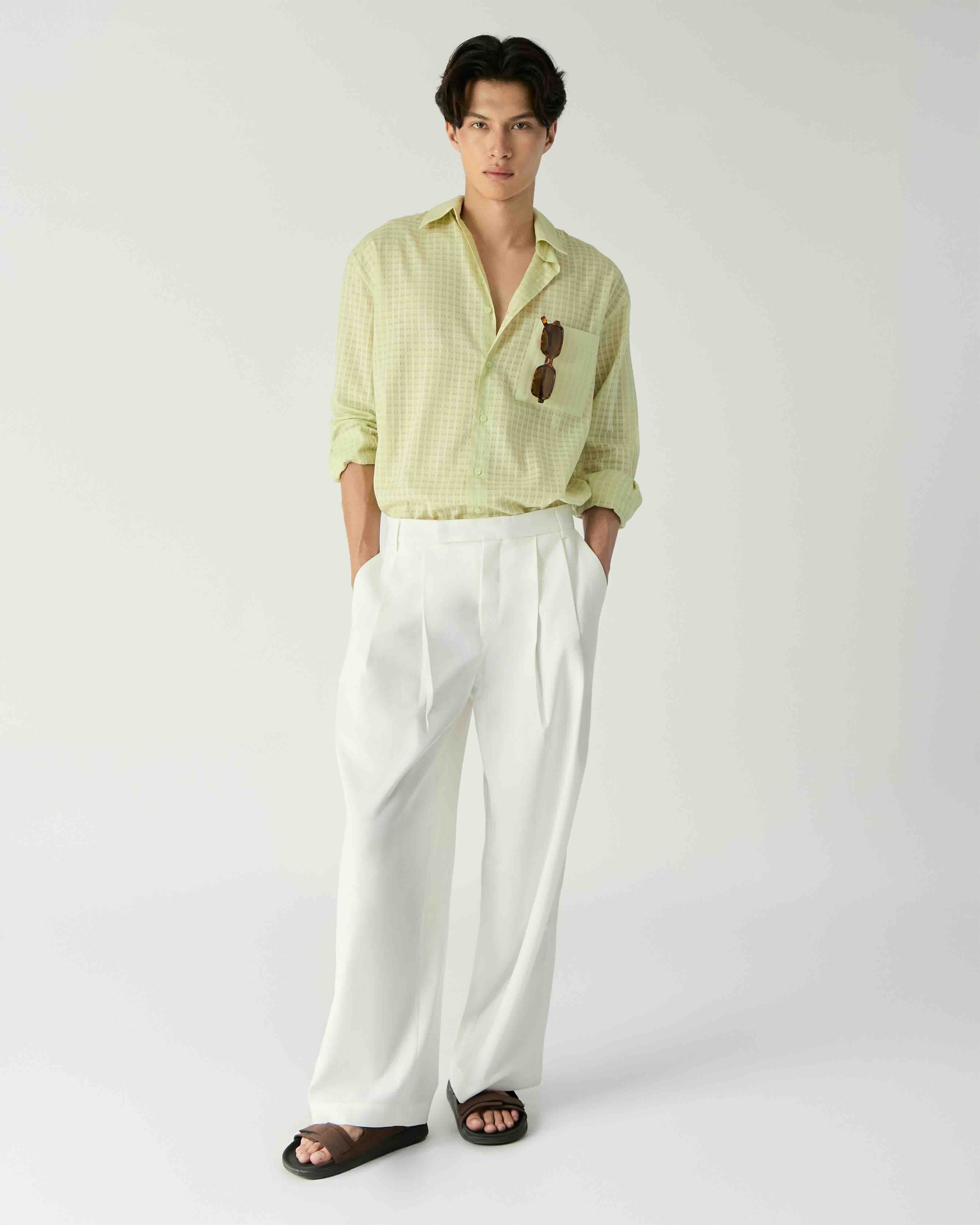 AMR DE SAISON ( AIMER ) - Checkered Oversized Shirt in Lime Green