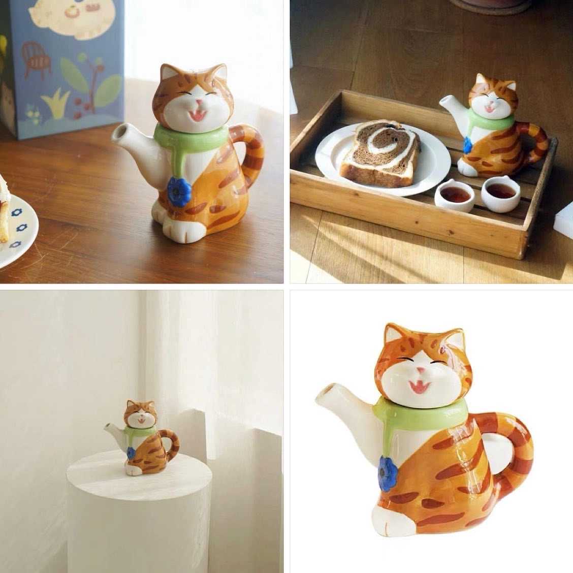 แก้วชามเซรามิก รูปแมวส้ม 🐈 Mewji Cat-shaped tea pot 🍑