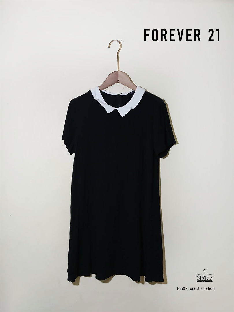 เดรสกระโปรงคอปกแขนสั้น Forever21 ผ้าพริ้ว สภาพ85%  SizeM