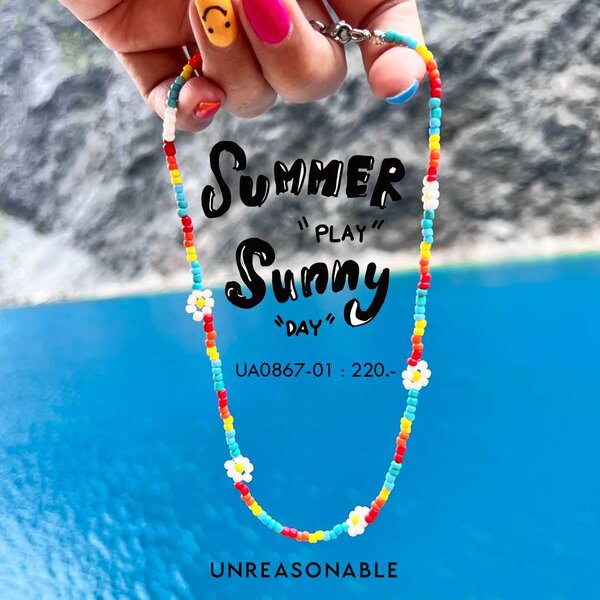 สร้อยคอลูกปัด ลายดอกไม้ หลากสี UA0867-01 Unreasonable Accessories