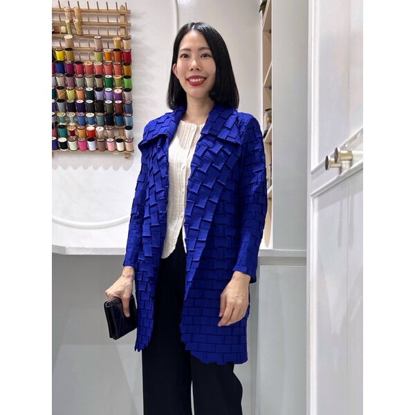 2MUAY รุ่น GA6224 ผ้า Matte เสื้อคลุมอัดพลีท RECTANGLE PLEATED LONG CARDIGAN 10 สี FREE SIZE