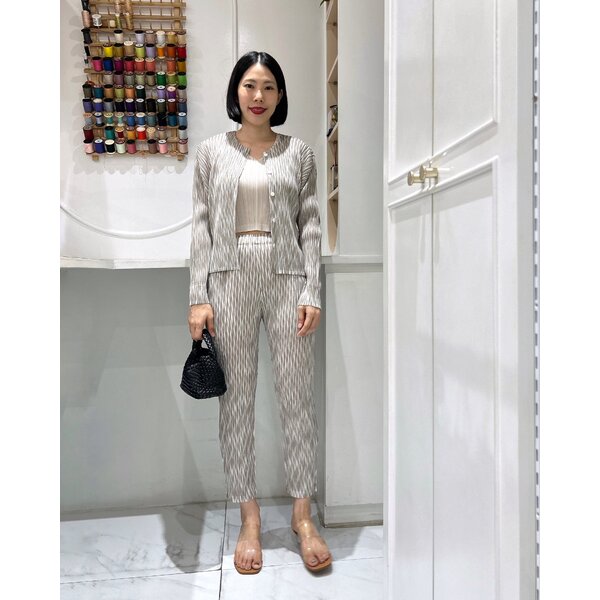 2MUAY รุ่น GJO11518 / GJO11536 เซ็ตอัดพลีท BUTTON FRONT PRINTED PLEATED SET 5 สี FREE SIZE