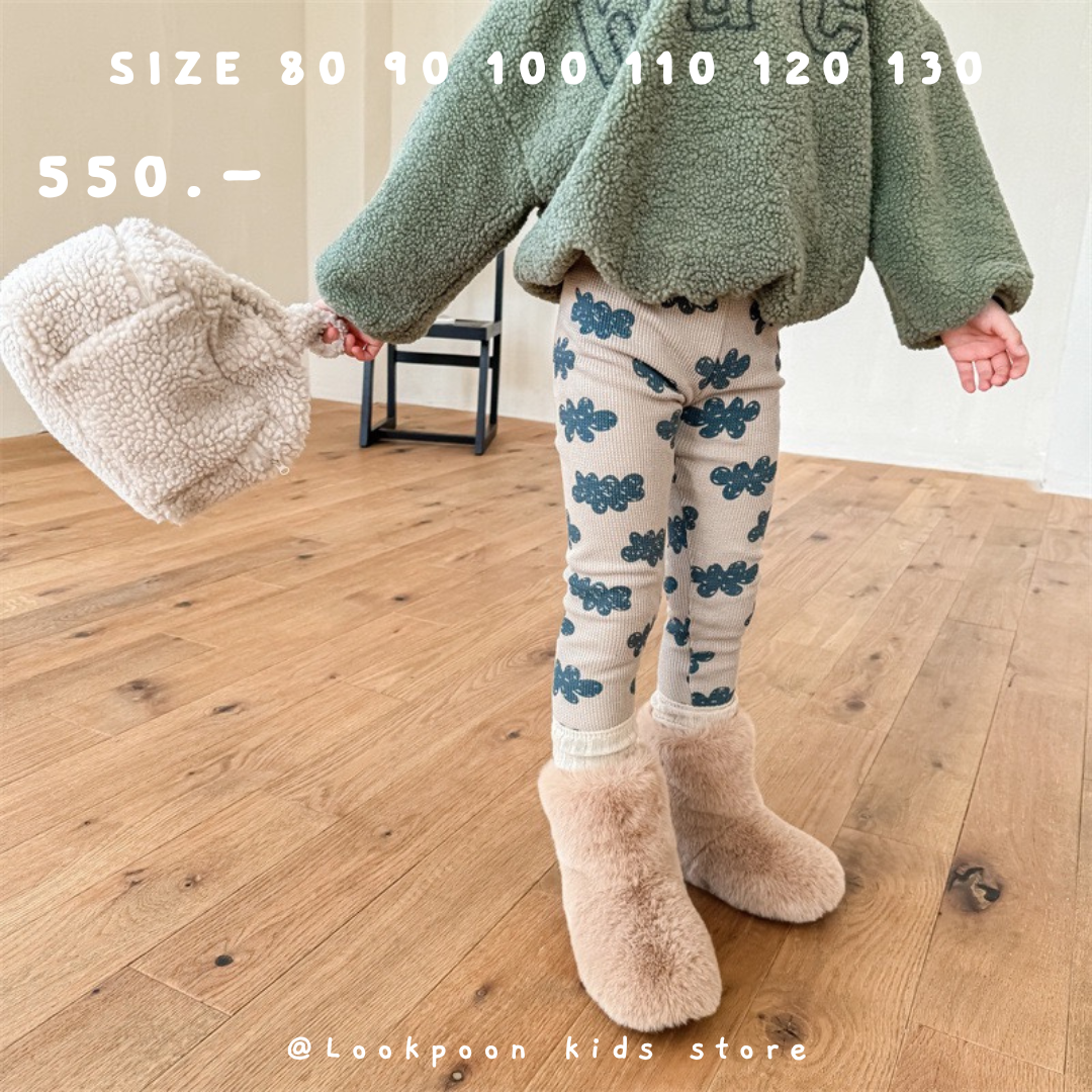 Winter❄️Clouds Brushed Warm Leggings เลกกิ้งกันหนาวบุขนลายก้อนเมฆ