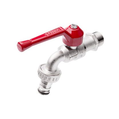 ก๊อกบอลสนาม SANWA 1/2 นิ้ว , 3/4 นิ้ว สีแดง