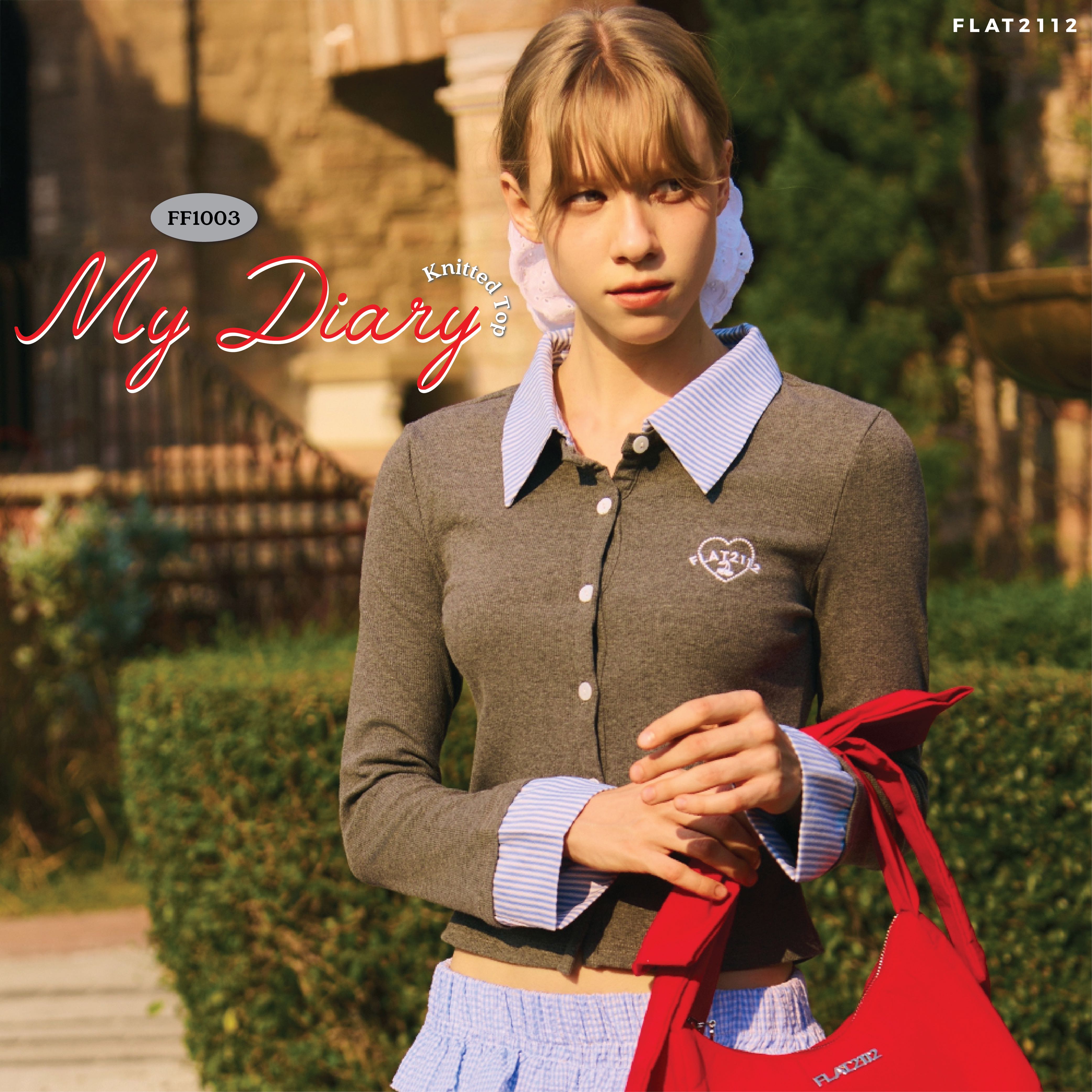 FLAT2112 FF1003 : MY DIARY KNITTED TOP  เสื้อแขนยาว เสื้อเชิ้ต ชุดทำงาน