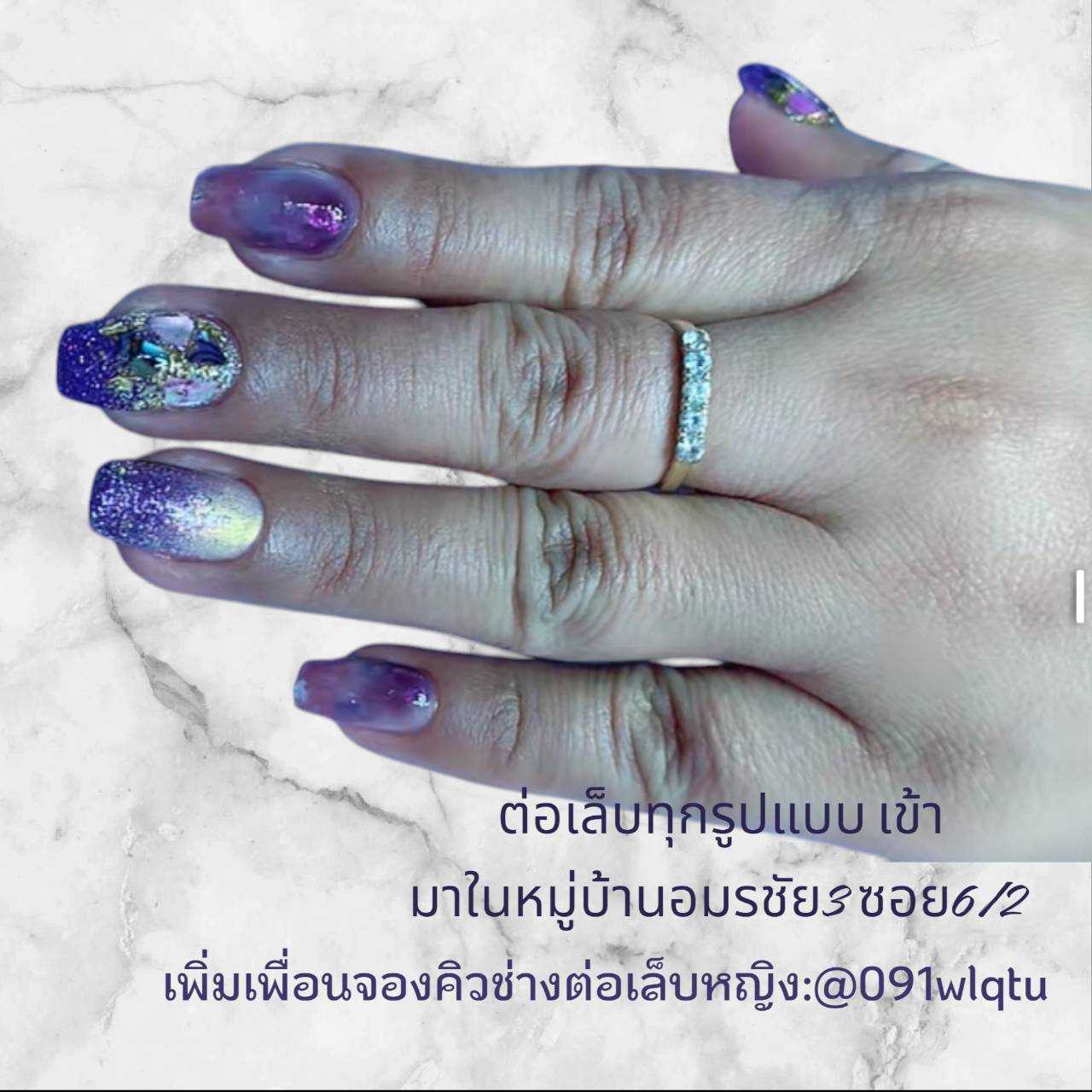 รากเส้นลวดลายหินอ่อน ,ต่อเล็บอะคริลิค, ต่อเล็บเจล, ทาสีเจล