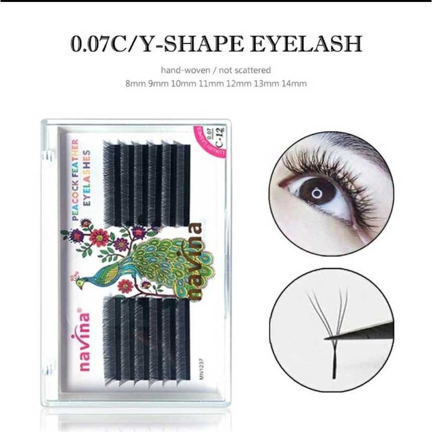 ขนตาปลอม ต่อขนตา อุปกรณ์ต่อขนตา ขนตาตัวY ขนตา C0.07 มีขนาด 9-11mm. ต่อง่าย สวยธรรมชาติ ไม่หนักตา