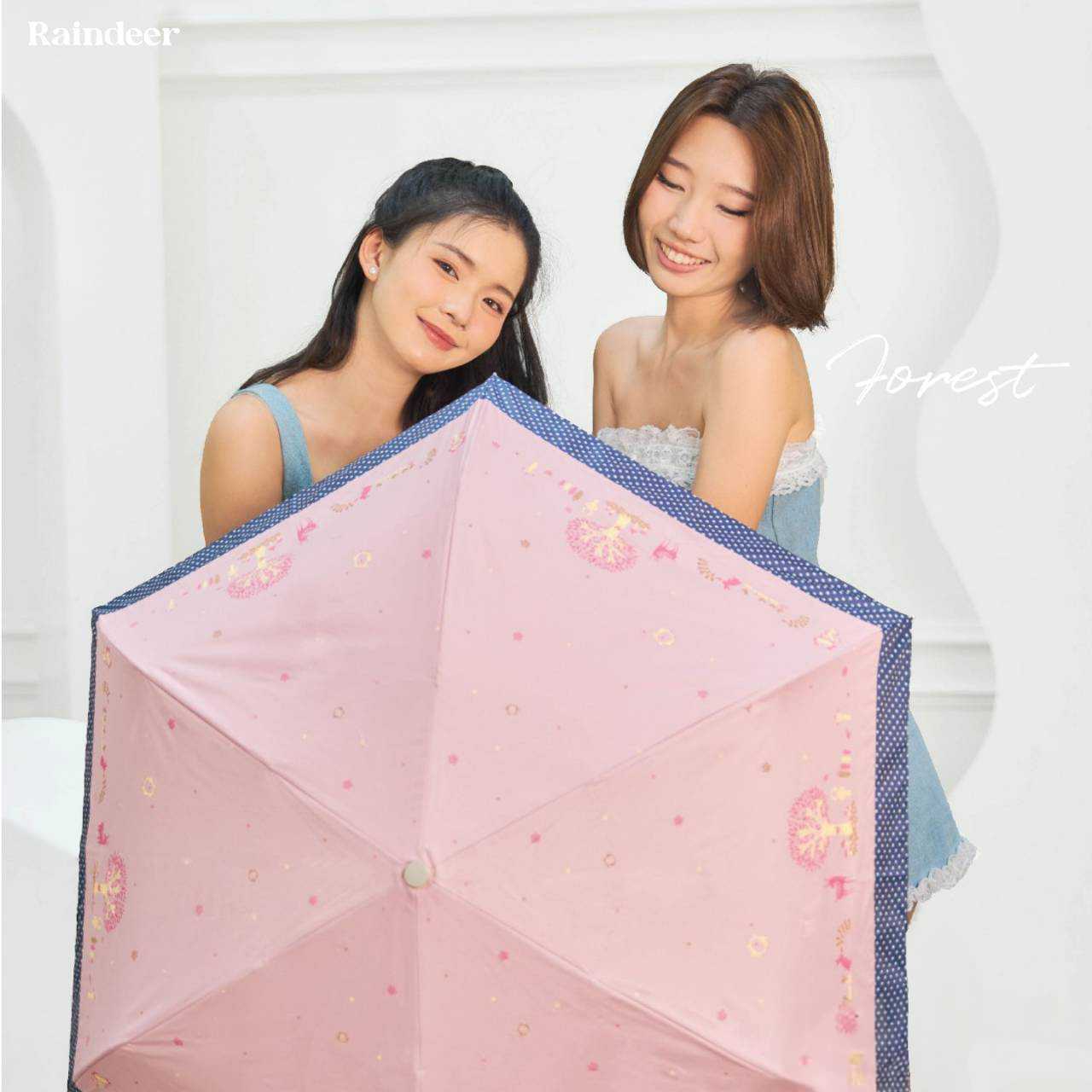 ร่มพับ 3 ตอนอลูสีทอง ลายฟลอเรส