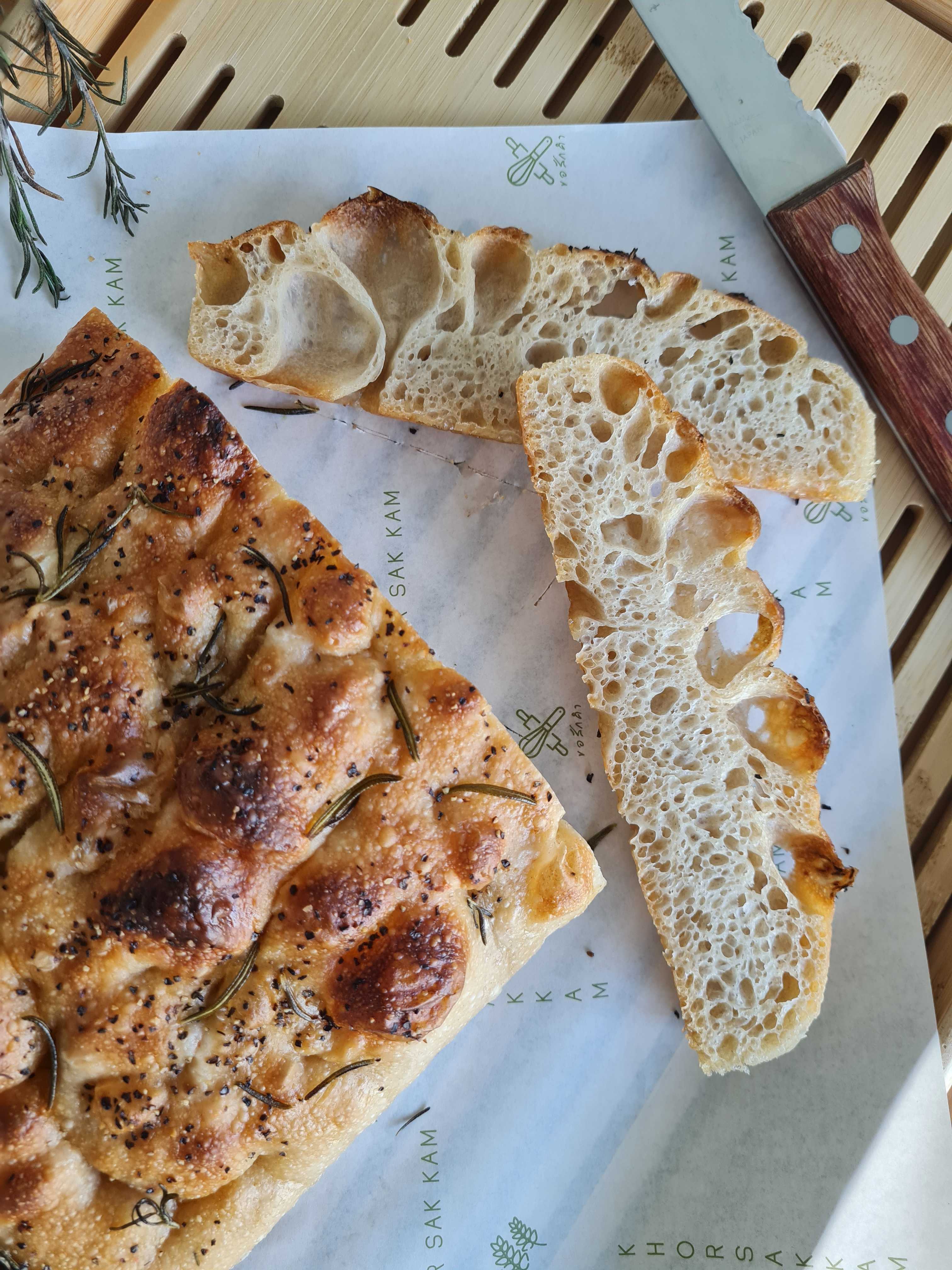 [เจ/วีแกน] ซาวโดว์ฟอคคาเซียแป้งสเปลท์ 100% (โฟคัชช่า)| Vegan - 100% Spelt Sourdough Focaccia