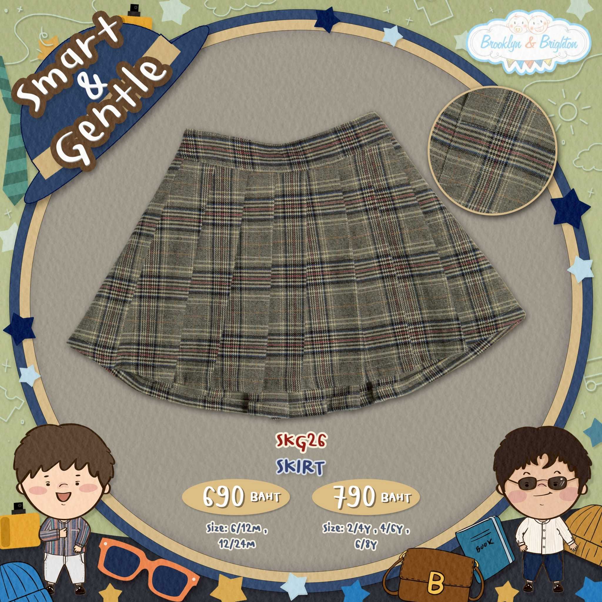Smart&Gentle - Skirt กระโปรงเด็กหญิงลายสก็อต - SKG26 (6/12M - 6/8Y)