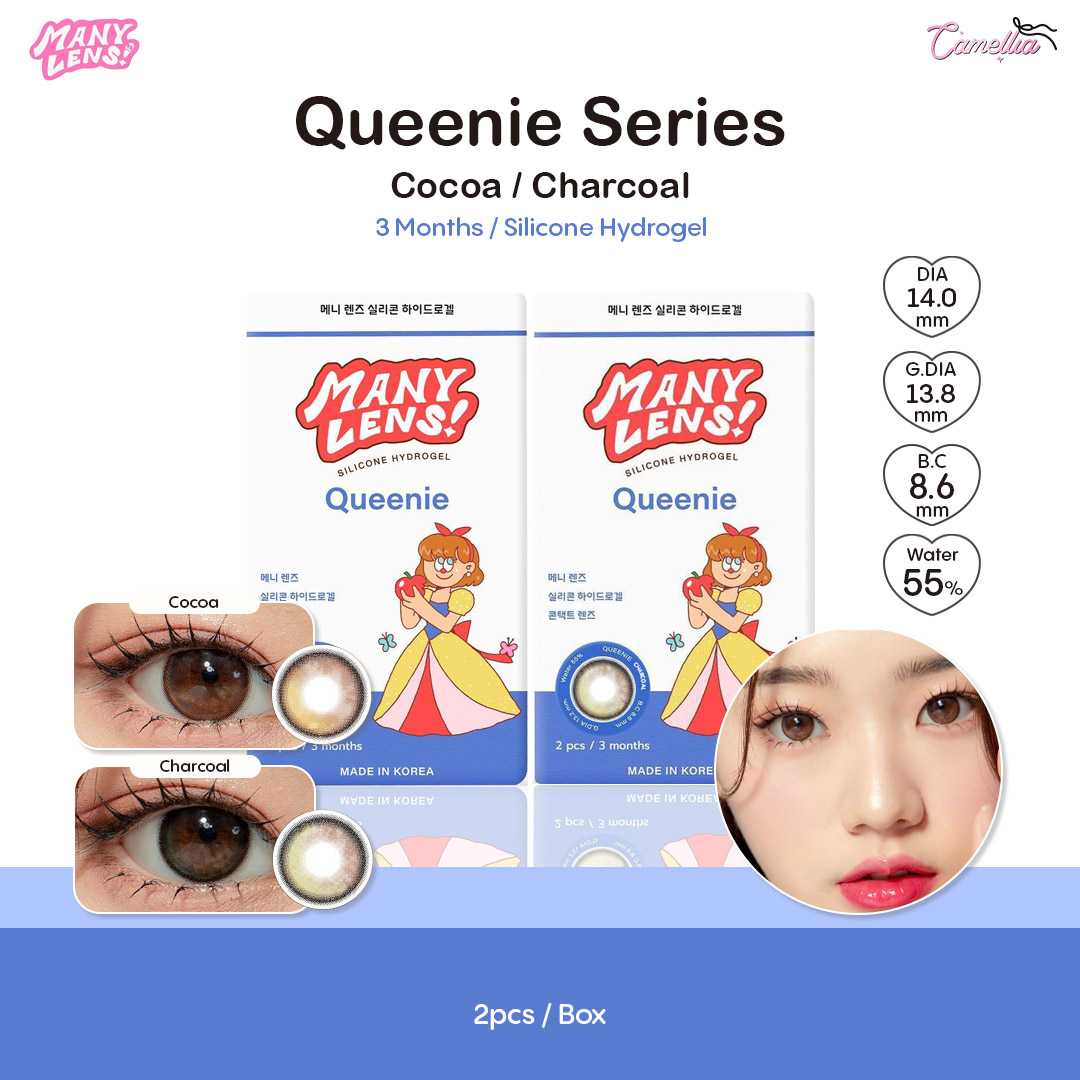 Manylens🍎 รุ่น Queenie คอนแทคเลนส์เกาหลีราย 3 เดือน ค่าสายตา -5.50 ถึง -6.50