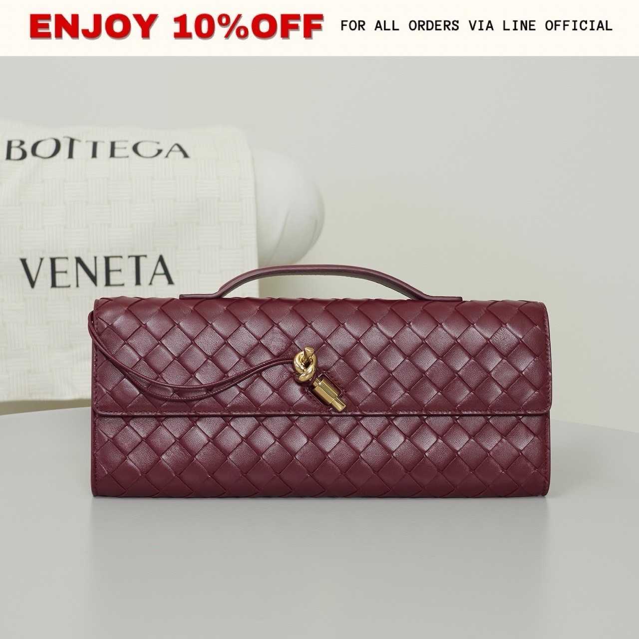 NEW! BOTTEGA VENETA Andiamo Clutch สี Barolo GHW | Bag