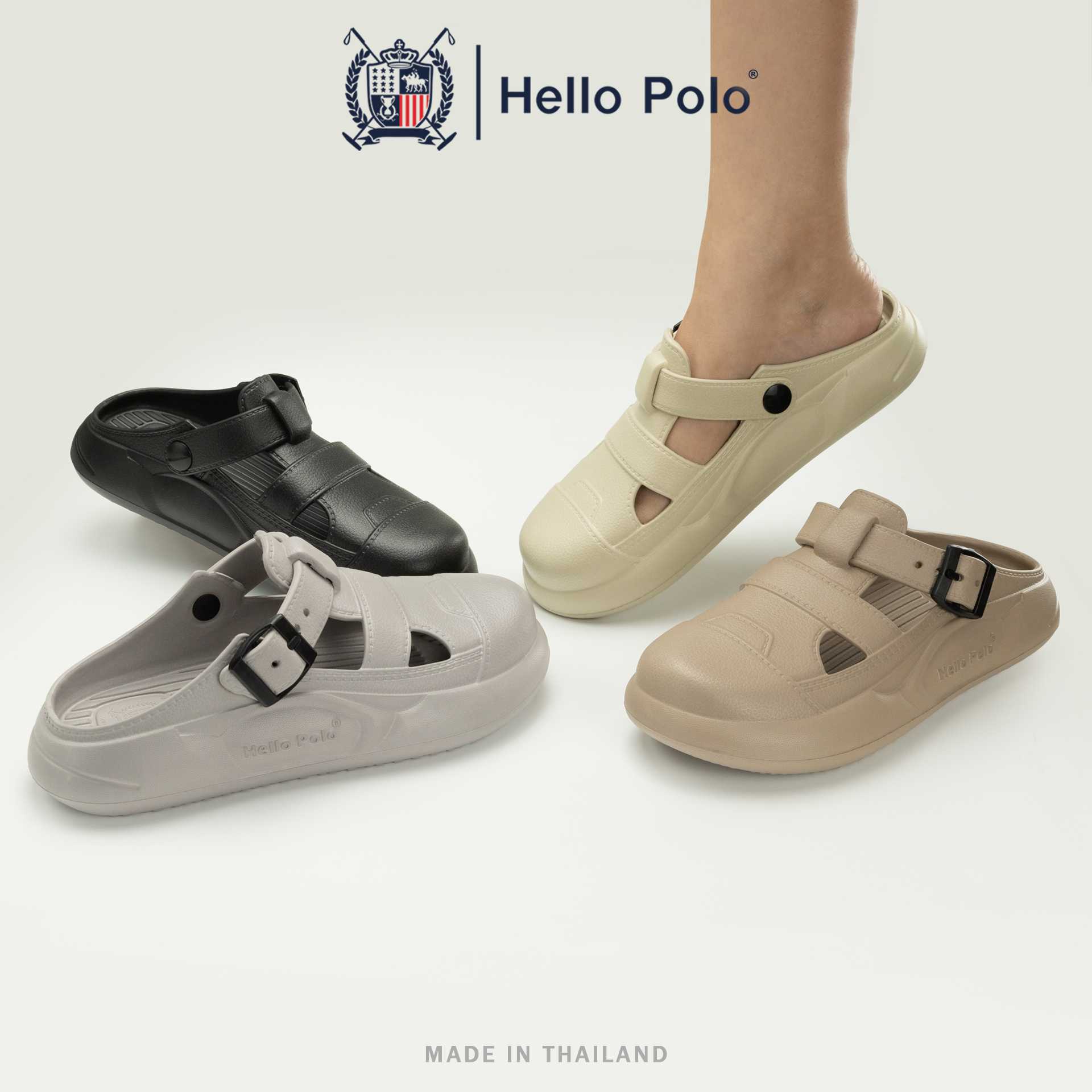 Hello Polo  รุ่น HP8049 รองเท้าเปิดส้น รองเท้าแตะแฟชั่น กันน้ำ ระบายอากาศ Size 36-45