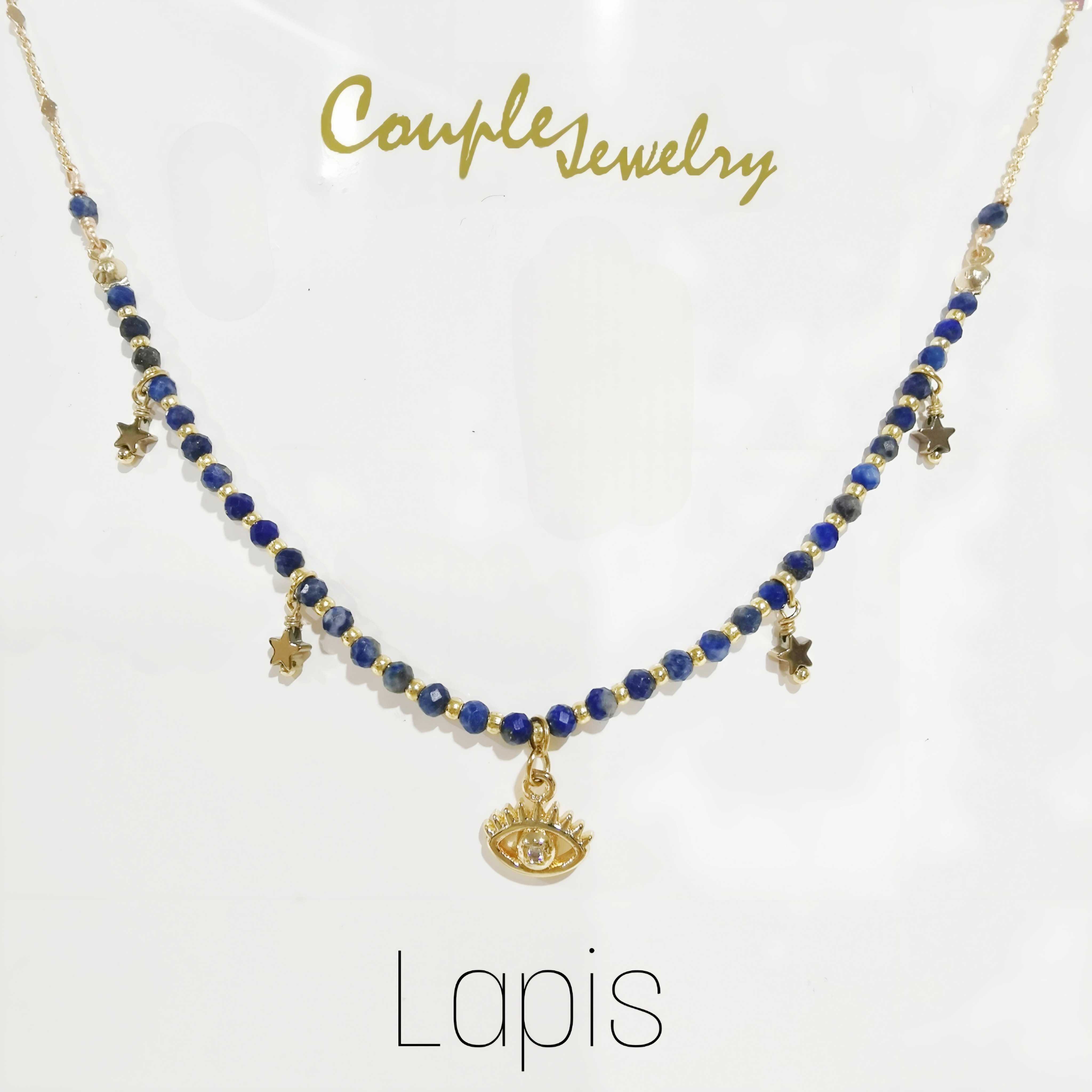 COUPLE-JEWELRY​: Star​ lines​ necklace(Lapis)​