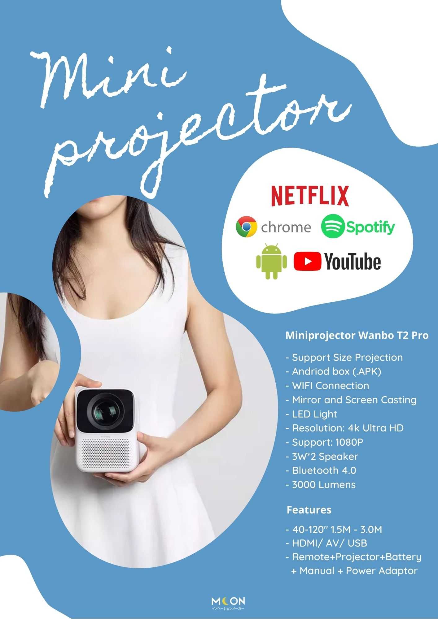 Miniprojector T2 MAX (HD)+(WIFI)