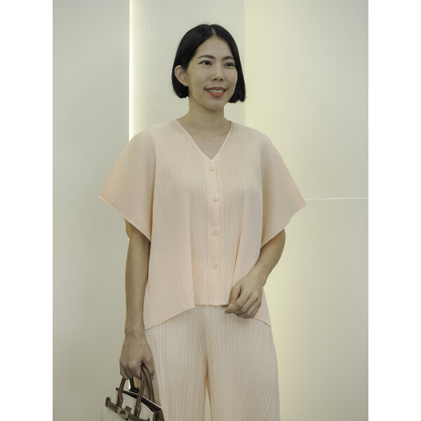 2MUAY รุ่น GJO26085 เสื้อคลุมอัดพลีท V-NECK BUTTON PLEATED CARDIGAN 9 สี FREE SIZE