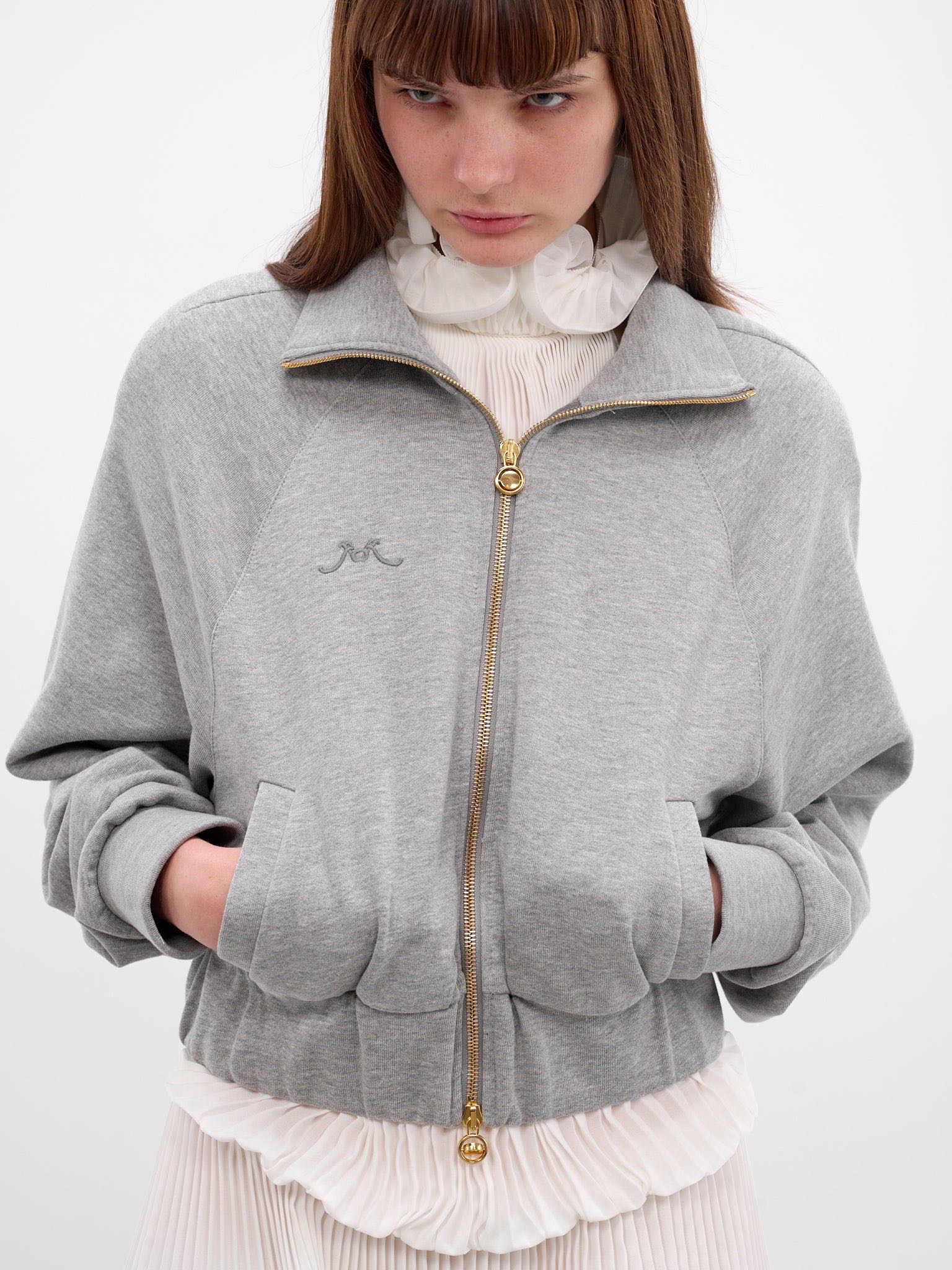 ROWEN ROSE SHORT BOMBER WITH ZIP - GREY