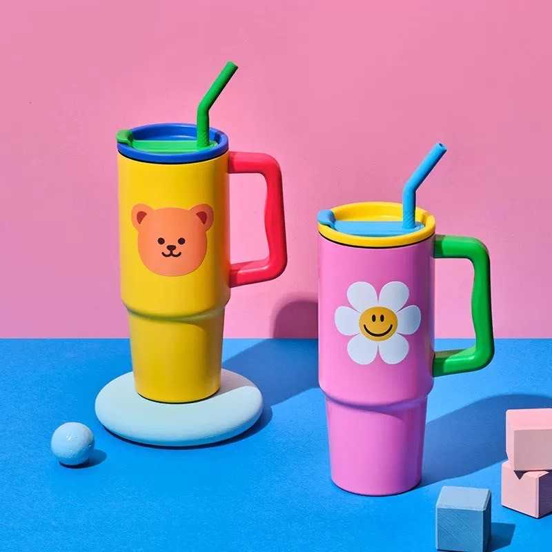 🌈 (แถมสติกเกอร์) Wiggle Wiggle x Glasslock ของแท้ 💯 แก้วน้ำ มีฝาปิด มีหลอด Tumbler