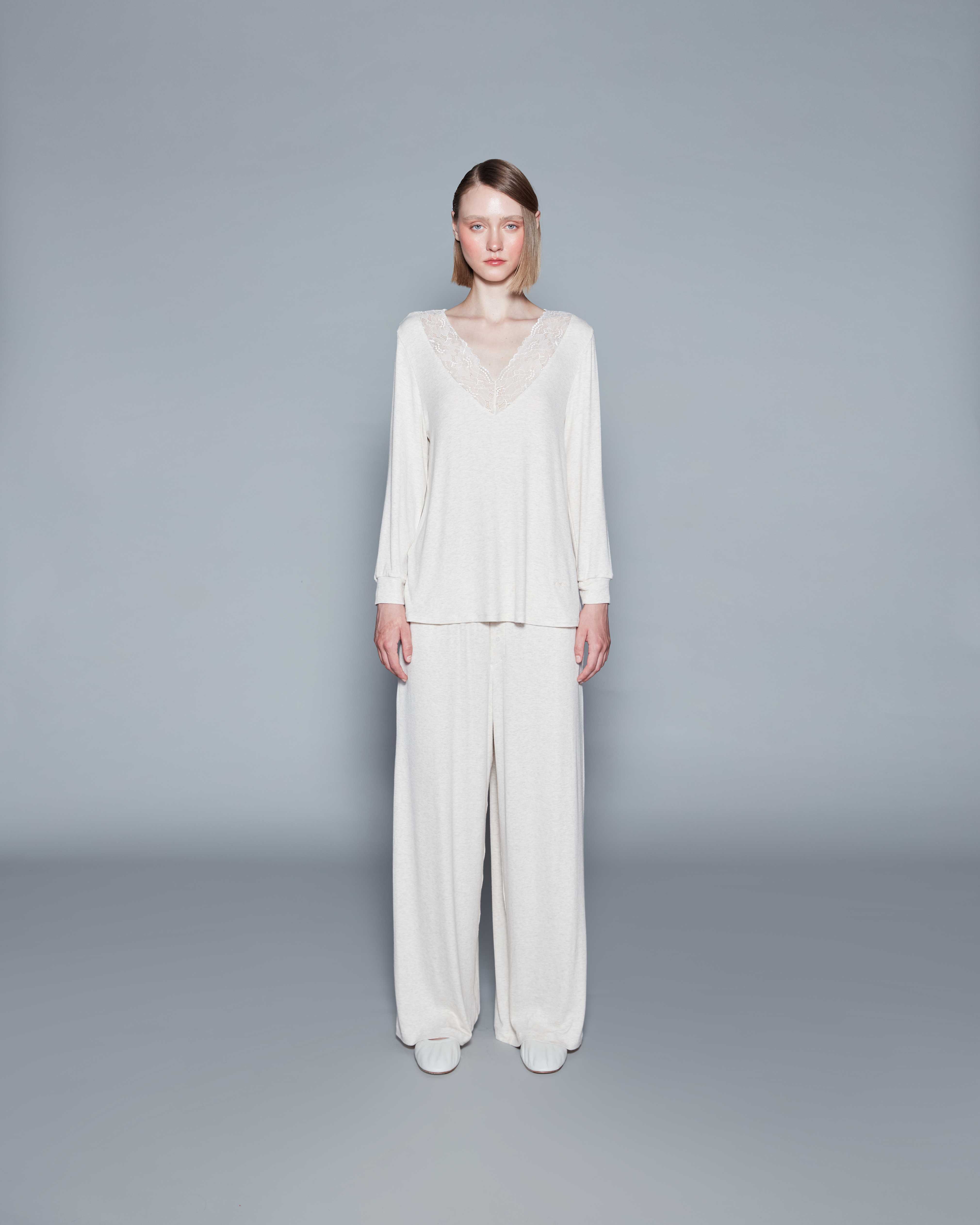 RIBBED PJ SET (CREAM)