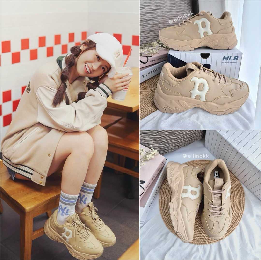 Clearance Sale📣 MLB Bigball Chunky Window  รองเท้าเสริมส้น สีขาว สีครีม สีเบจ สีน้ำตาล