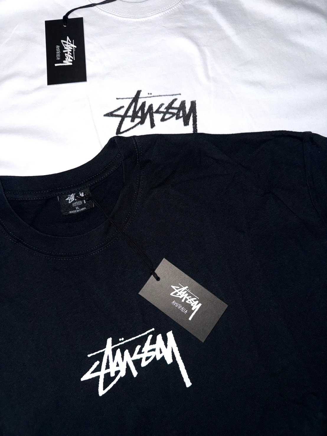 Stussy AU Stock Chest T-Shirt - (Black,White)
