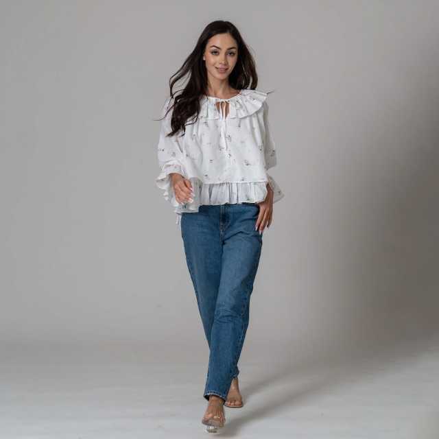 Daisy Vintage Top (White, Free Size)