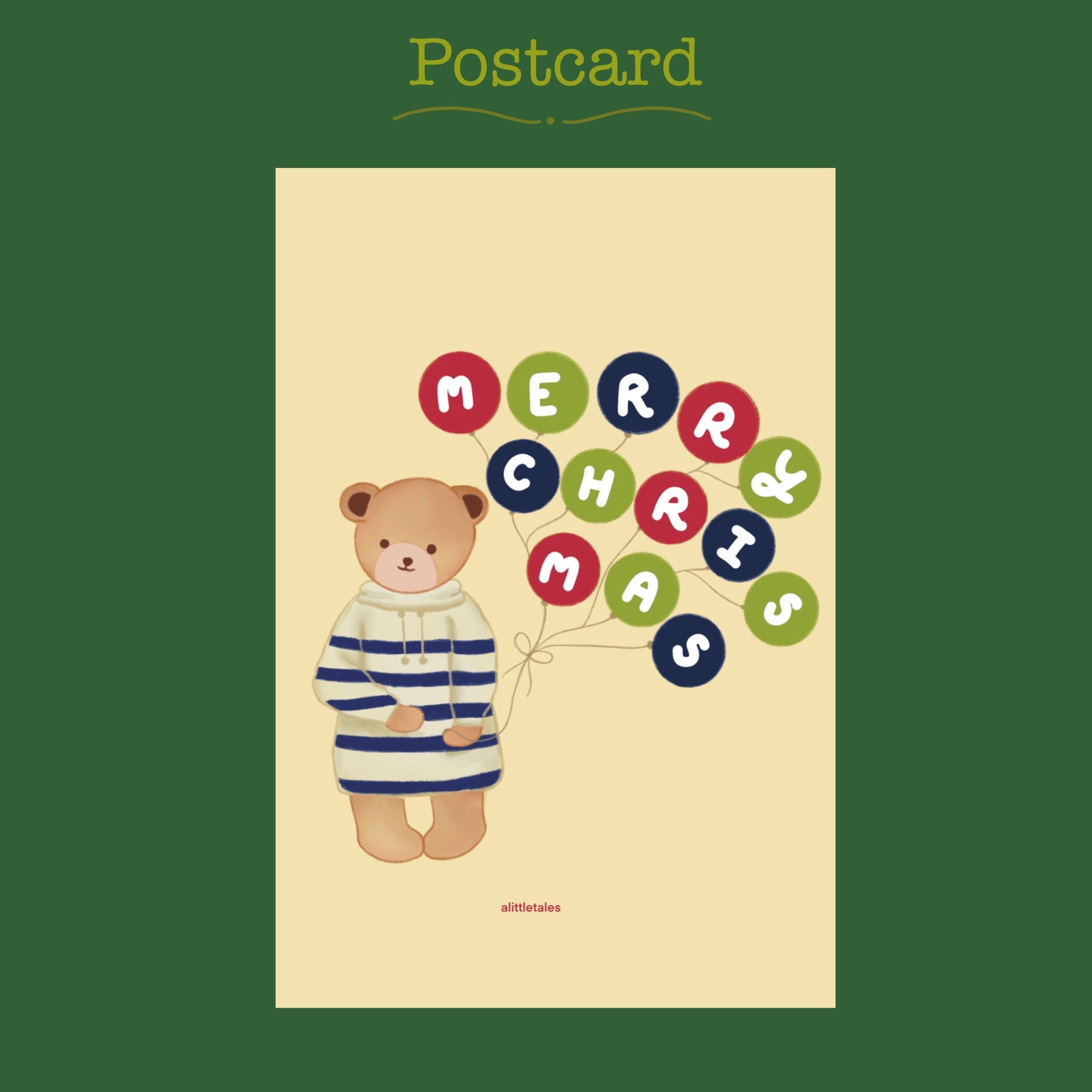 Merry christmas Teddy postcard